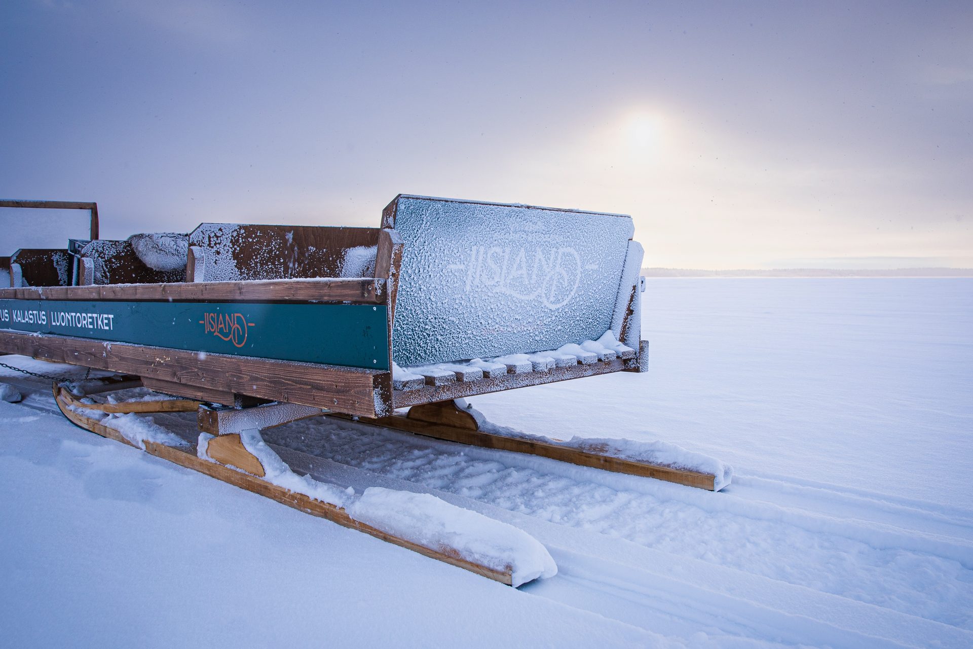The Iisland sleigh on the sea ice on a winter morning